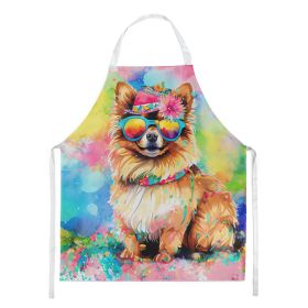 Pomeranian Hippie Dawg Apron Cooking Kitchen Server Baking Crafts Gardening for Adult Women Men, Unisex, Large, Multicolor