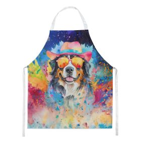 Bernese Mountain Dog Hippie Dawg Apron Cooking Kitchen Server Baking Crafts Gardening for Adult Women Men, Unisex, Large, Multicolor