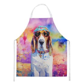 Basset Hound Hippie Dawg Apron Cooking Kitchen Server Baking Crafts Gardening for Adult Women Men, Unisex, Large, Multicolor