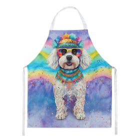 Bichon Frise Hippie Dawg Apron Cooking Kitchen Server Baking Crafts Gardening for Adult Women Men, Unisex, Large, Multicolor