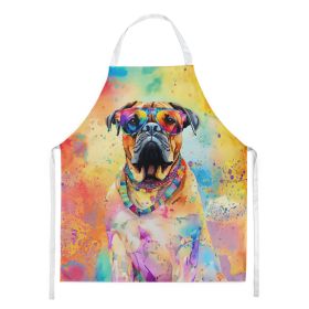 Bullmastiff Hippie Dawg Apron Cooking Kitchen Server Baking Crafts Gardening for Adult Women Men, Unisex, Large, Multicolor