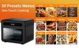 Steam Air Fryer Toast Oven Combo , 26 QT Steam Convection Oven Countertop , 50 Cooking Presets, with 6 Slice Toast, 12" Pizza, Black Stainless Steel