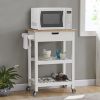 conifferism Rolling Kitchen Cart Microwave Storage Island with Wheels White for Dining Rooms Kitchens and Living Rooms